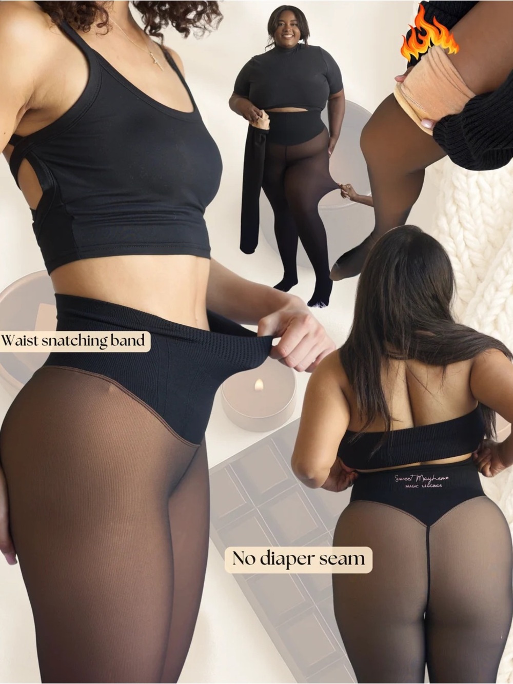Sweet Mayhem Fleece Lined Legging Tights in Latte (Tan) 2xl/3xl - Picture 5 of 5